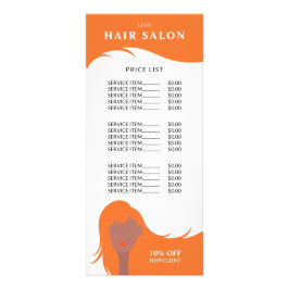 Hair Salon Pris List Orange Hairstylist Model Reklamkort