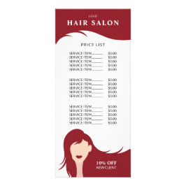Hair Salon Pris List Red Hairstylist Model Reklamkort