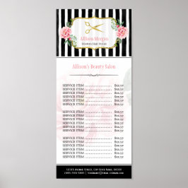 Hair Salon Pris List  Rosa Guld Chic Blommigt Poster