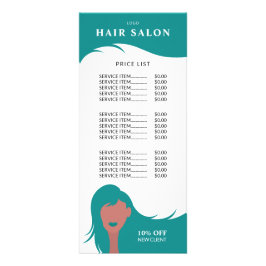 Hair Salon Pris List Teal Hairstylist Model Reklamkort