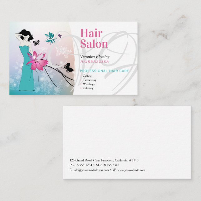 Hair Salon | PROFESSIONELL Visitkort (Fram/baksida)