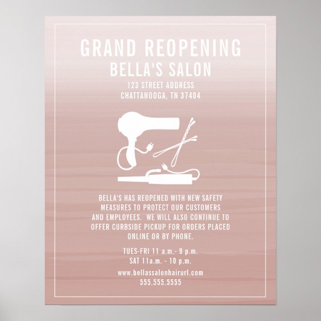 Hair Salon Reöppning Covid Safety  Ombre Poster (Framsidan)