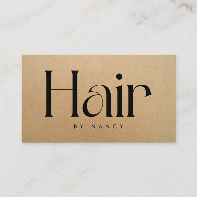 Hair Salon Rustic Kraft  Business Card Visitkort (Framsida)