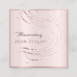 Hair Salon Salon Appointement Card Rosa Pastel Fyrkantigt Visitkort