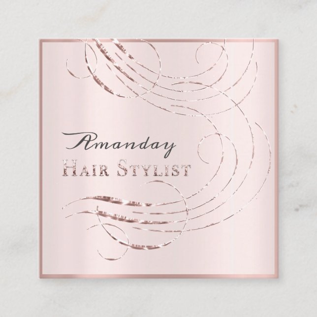 Hair Salon Salon Appointement Card Rosa Pastel Fyrkantigt Visitkort (Framsida)