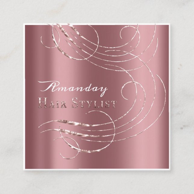Hair Salon Salon Appointment Card Rosa Elegant Fyrkantigt Visitkort (Framsida)