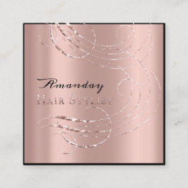 Hair Salon Salon Appointment Card Rosa ros Fyrkantigt Visitkort