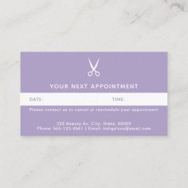 Hair Salon Scissors Modern Lila Tidsbeställning Kort
