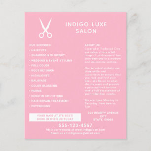 Hair Salon Scissors Modern Rosa Marknadsföring Flygblad