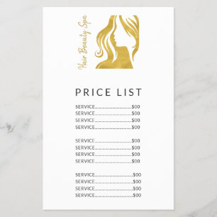Hair Salon Simple Guld White Pris List Services Flygblad
