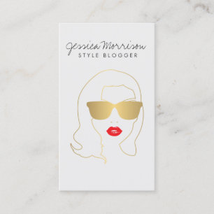 Hair Salon, Stil Bloggare, Beauty Girl Guld/Grått Visitkort