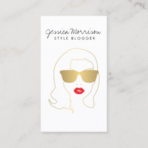 Hair Salon, Stil Bloggare, Beauty Girl Guld/White Visitkort
