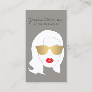 Hair Salon, Stil Bloggare, Beauty Girl på Grått Visitkort