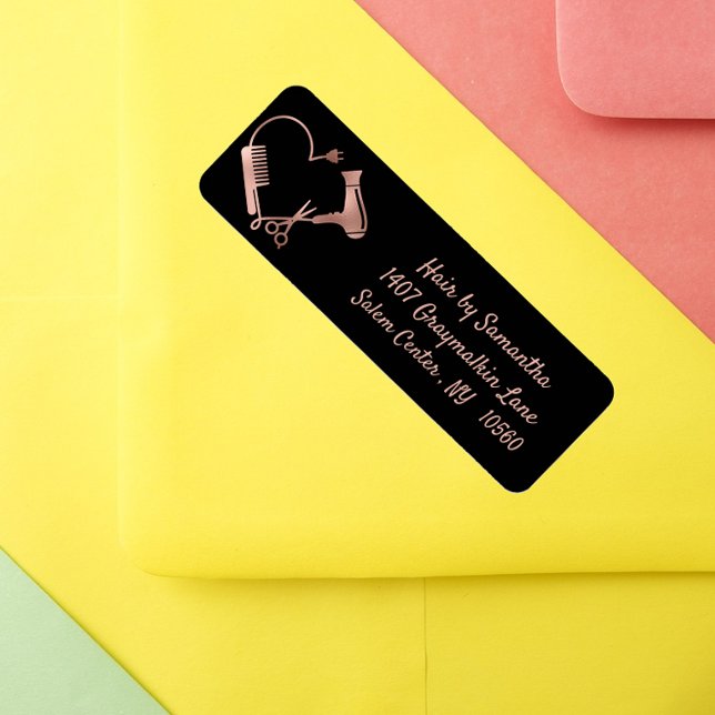 Hair Salon Stylist Barber Ro guld adress Returadress Etikett (Skapare uppladdad)