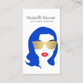 Hair Salon, Stylist, Beauty Girl Blue Visitkort
