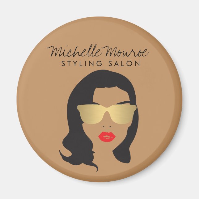 Hair Salon, Stylist, Beauty Girl Tan/Brown Magnet (Framsidan)