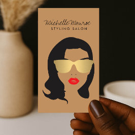 Hair Salon, Stylist, Beauty Girl Tan/Brown Visitkort
