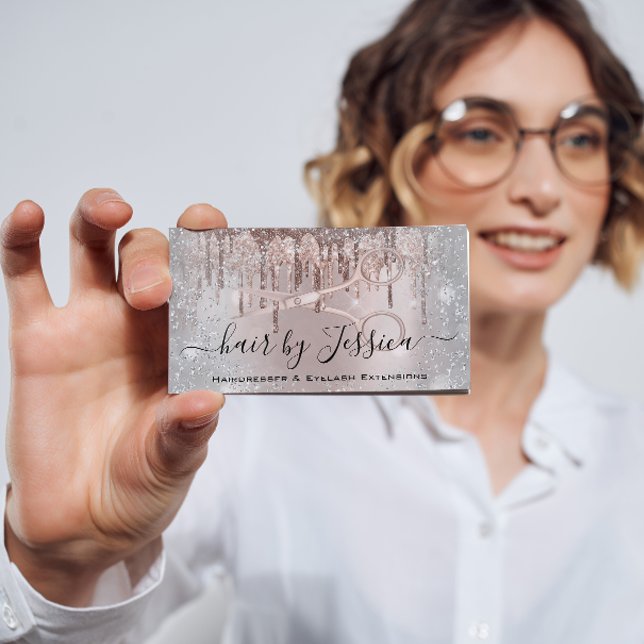 Hair Salon Stylist Hairdresser Scissors Ro Grått  Visitkort (Skapare uppladdad)