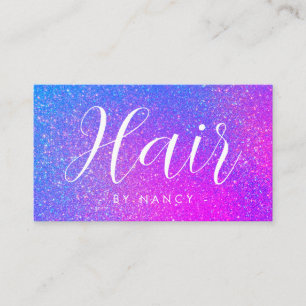 Hair Salon Typography Lila Holography Glitter Visitkort
