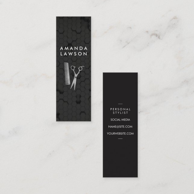 Hair Salon Verktyg | Hexagonal Mönster Mini Visitkort (Fram/baksida)