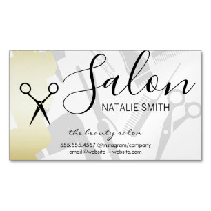 Hair Salon Verktyg och Guld Brushed Magnetiska Visitkort