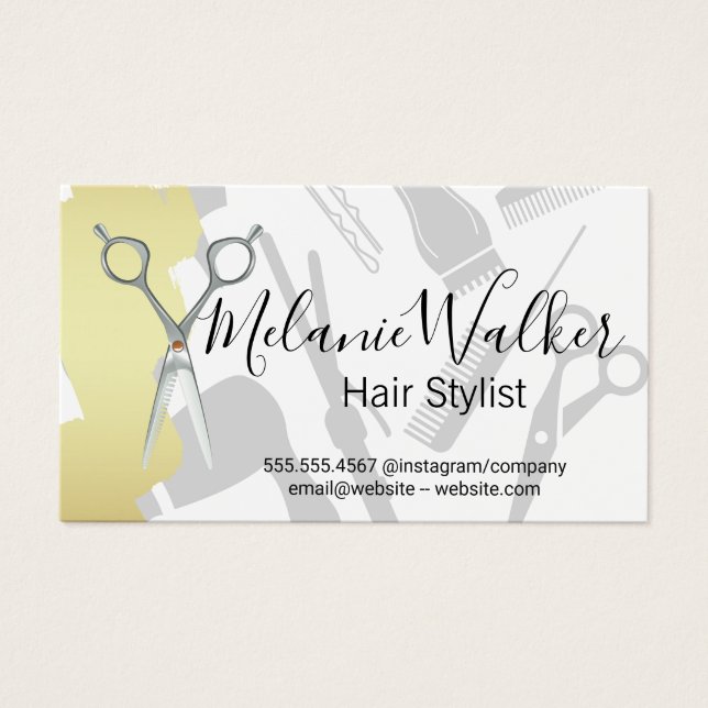 Hair Salon Verktyg Visitkort (Framsidan)