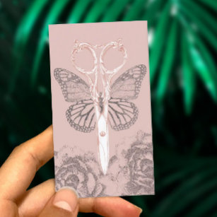 Hair Salon Vintage Scissor Butterfly illustration Visitkort