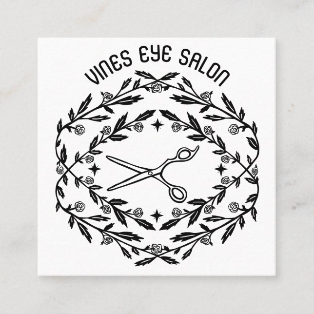 Hair Scissors Ro Vines Magic Boho QR Social Fyrkantigt Visitkort (Framsida)