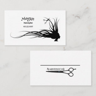 Hair & Scissors Silhouette Hairstylist Business Ca Visitkort