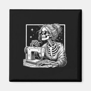 Hair Skeleton Quilter Halloween Sew Womens G Magnet