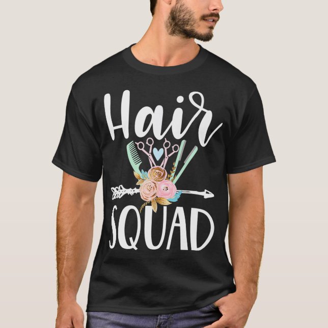 Hair squad gullig hårfrisör t shirt (Framsida)