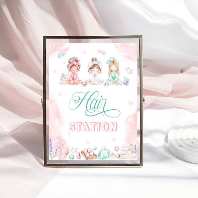 Hair Station Spa Party Makeup Girl Birthday Poster (Skapare uppladdad)