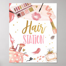 Hair Station Spa Party Makeup Glamor Birthday Pos Poster