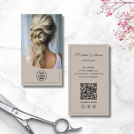 Hair Stylist Anpassningsbar Logotyp Photo QR Code Visitkort