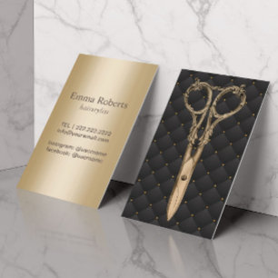 Hair Stylist Antique Guld Sissor Luxury Salon Visitkort