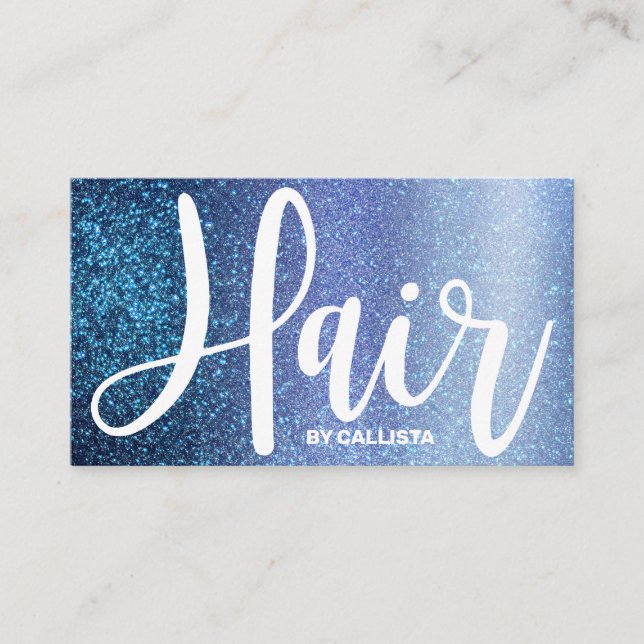 Hair Stylist Aqua Baby blue Triple Glitter Ombre Visitkort (Framsida)