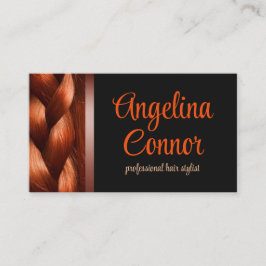 Hair Stylist Auburn Braid Simple Black Card Visitkort