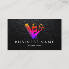 Hair Stylist Barber Colorful Scissor Barber Pole Visitkort