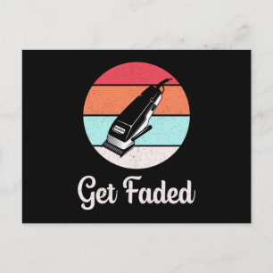 Hair Stylist Barber Hairdresser Get Faded Gift Vykort