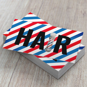 Hair Stylist Barber Pole Typography Hairdresser Visitkort