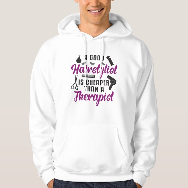 Hair Stylist Barber Scissors Therapy Gift Idea Hoodie (Framsida)