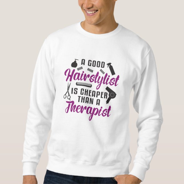 Hair Stylist Barber Scissors Therapy Gift Idea Lång Ärmad Tröja (Framsida)