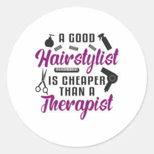 Hair Stylist Barber Scissors Therapy Gift Idea Runt Klistermärke