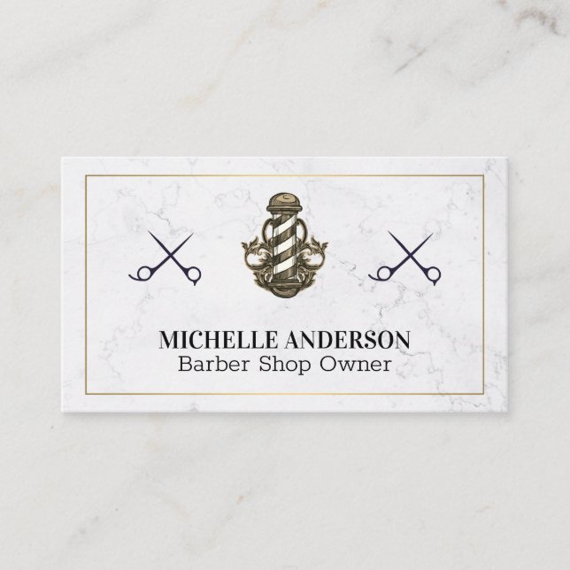 Hair Stylist | Barber | Shears Barber Pole Visitkort (Framsida)