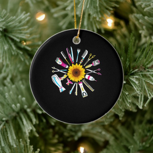 Hair Stylist Barber Verktyg Blommigt Julgransprydnad Keramik (Träd)