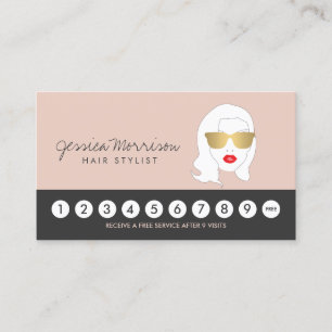 Hair Stylist Beauty Girl på Peach II Loyalty Card Lojalitetskort
