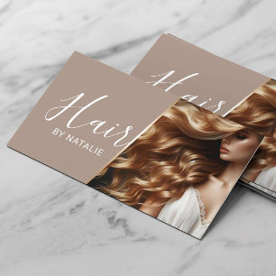 Hair Stylist Beauty Girl Photo Elegant Beige Salon Visitkort