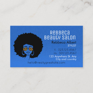 Hair Stylist Beauty Girl Salon Blue Visitkort