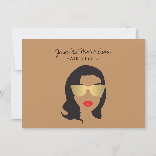 Hair Stylist Beauty Girl Tan/Brown Gift Card (Framsida)