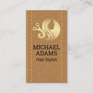 Hair Stylist Beauty Logotyp Stigat läder Visitkort